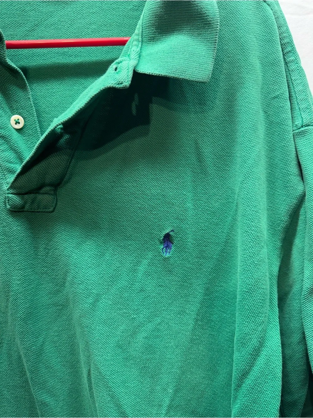 Vintage Polo Ralph Lauren Polo Shirt XL Tall Green Made USA Cotton Preppy
